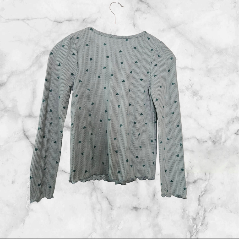 Cat & Jack Girls Sz Lg Sage Green Textured Knit Top - Picture 2 of 5